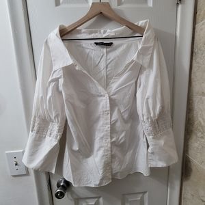 Zara white puff sleeve button up 12